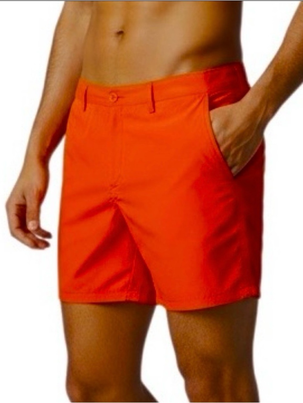 Teal Cove Swim Surf Men’s Shorts Orange Stretch Hybrid Zip